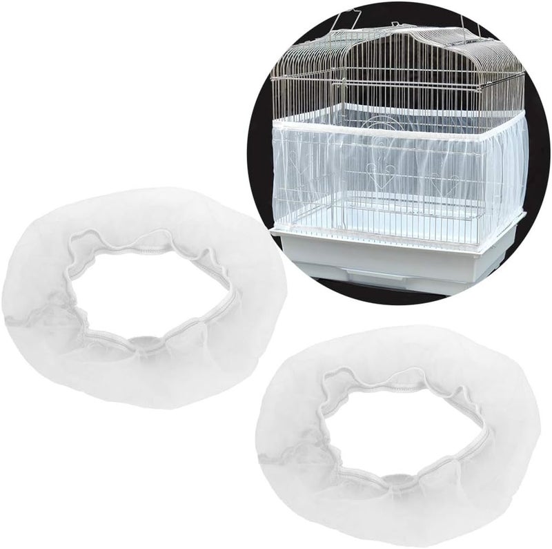 SASKATE 2PCS Bird Cage Cover, Adjustable Bird Cage Seed Catcher, Soft Airy Cage Net Birdcage Mesh Cover, Universal Parrots Cage Accessories (29x20cm/11.4x7.9in) - Image 1
